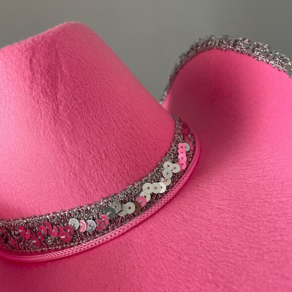 Pink glitter trim cowboy hat - Picture 2 of 4